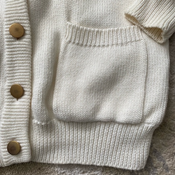 Vintage 90s IB Diffusion White Knit Lined Cardigan Sweater Embroidered Patches S - Picture 2 of 9